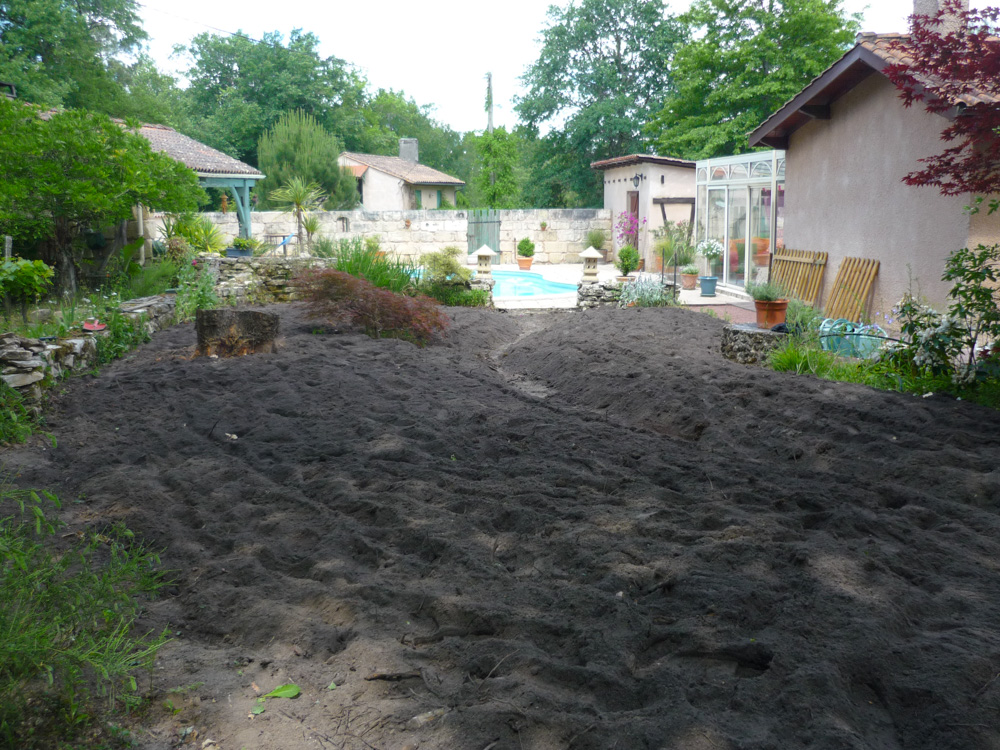 préparation terre pelouse maison