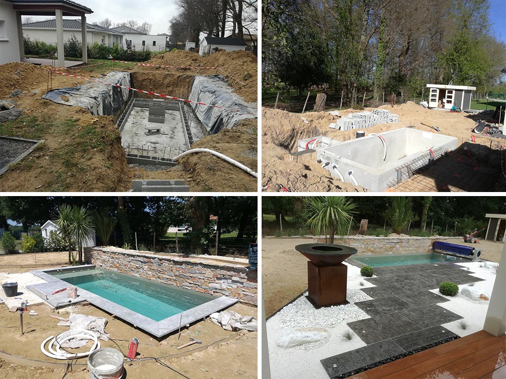 Pendant travaux aménagement piscine Évasion Paysage